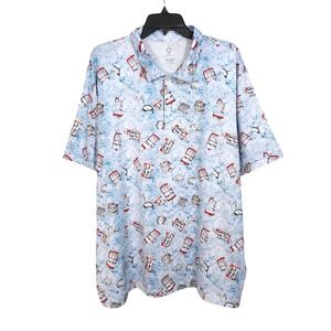 Caddy Cart Golf Polo Shirt Mens XXL Beer Cans On Ice All‎ Over Novelty Print